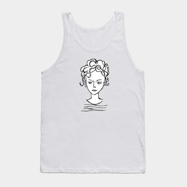 Sweet Curly Confident Woman Tank Top by badlydrawnbabe